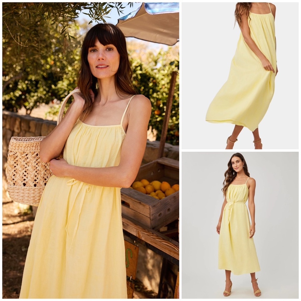 BELLA DAHL- WOMEN'S LINEN SHIRRED MAXI DRESS